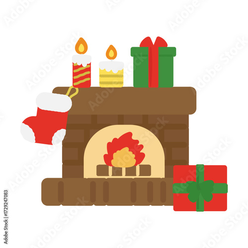 暖炉　クリスマス　イラスト