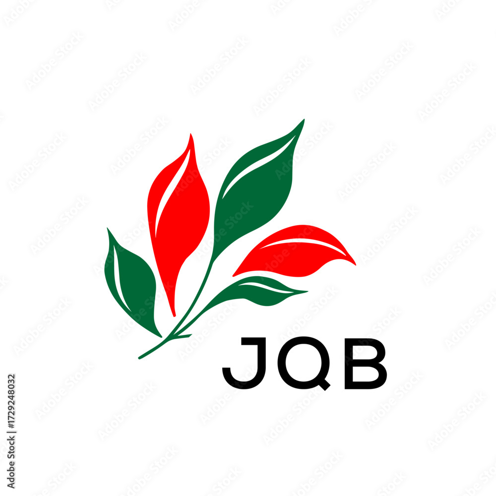 Fototapeta premium JQB Nature Inspired Minimalist Logo Template, JQB Later Logo, Elegant Botanical Logo with Abstract Leaves, 
