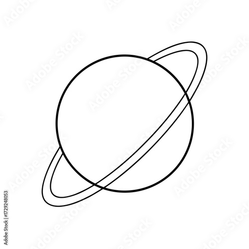 Simple outline drawing of a ringed planet silhouette