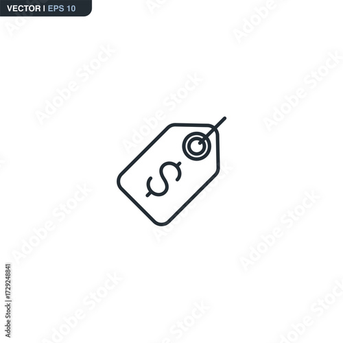 Price tag, linear style sign for mobile concept and web design