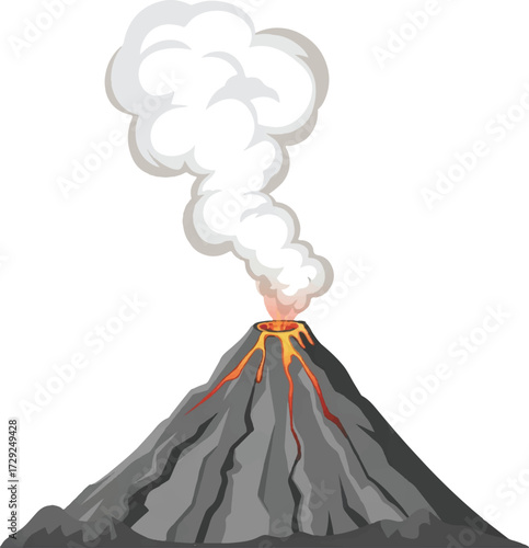 volcano with smoke