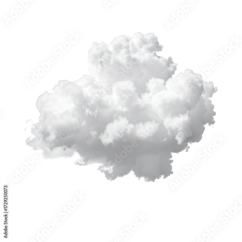Cumulus cloud formation isolated on a deep black background, showcasing soft, fluffy textures and billowing shapes with varying shades of white creating depth and realism; a serene and dreamy visual.