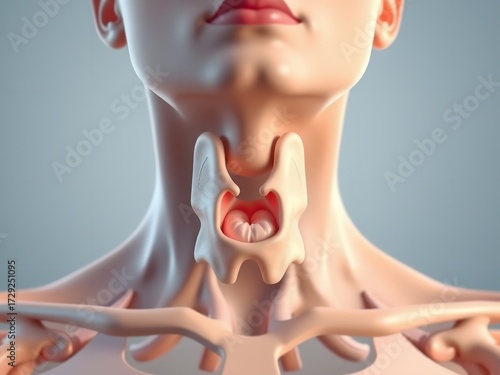 Human Anatomy Illustration Focusing on the Larynx and Surrounding Structures