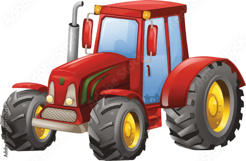 red tractor isolated on white
