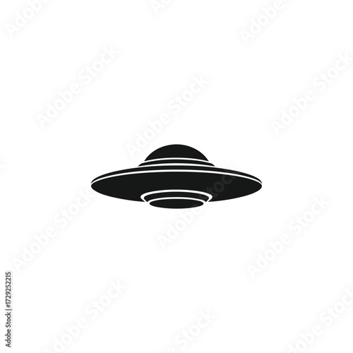 Classic UFO flying saucer silhouette icon for science fiction themes, representing an alien spacecraft