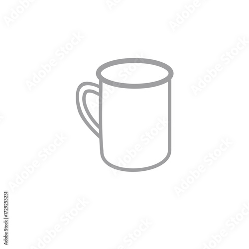 A clear, crisp vector illustration of an empty beverage mug with a handle, perfect for showcasing tea, coffee, or hot drink concepts in a clean, minimalist design