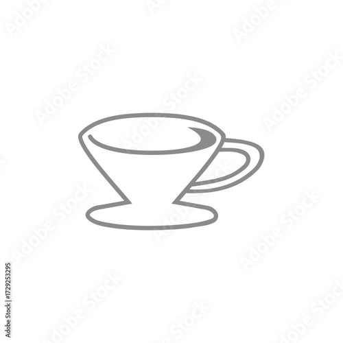 Simple line art illustration of a coffee dripper, an elegant and minimalist representation of a popular brewing method for coffee lovers