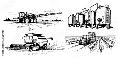 Hand Drawn Illustrations of Agriculture and Farming