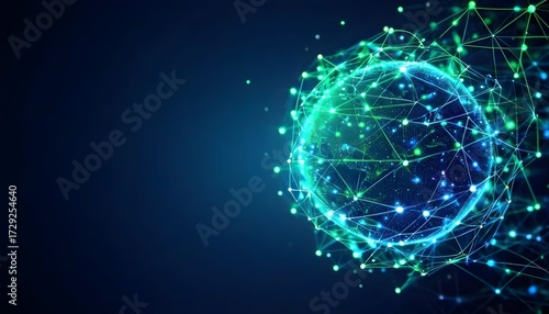 Wallpaper Mural Abstract visualization of a glowing digital sphere representing global network connections, data, and future technology. Torontodigital.ca