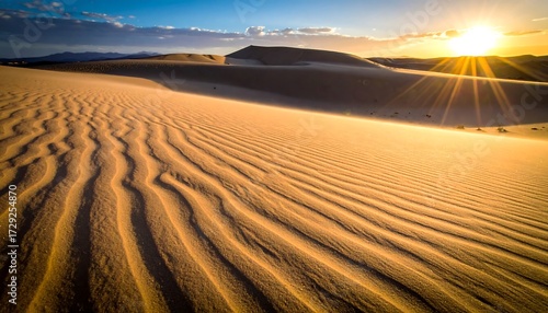 Fototapeta Naklejka Na Ścianę i Meble -  Golden desert dunes at sunset