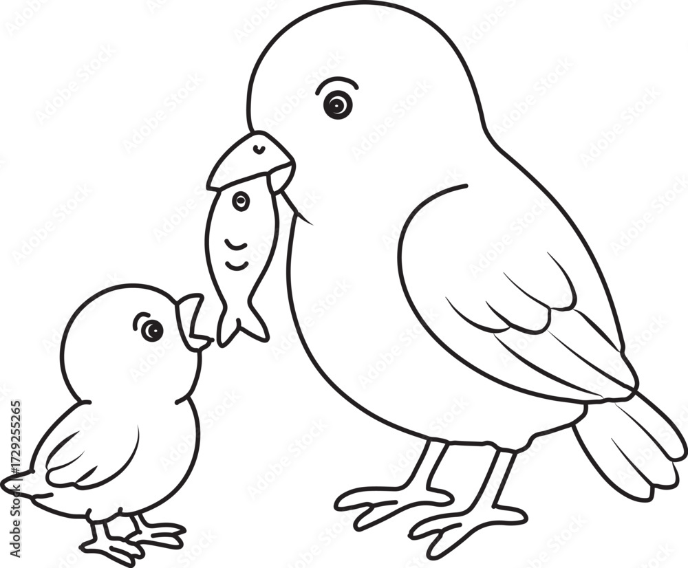 Obraz premium Mom bird with her cute baby