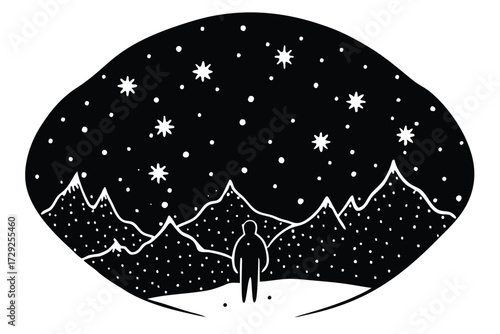 snowfall vector con silhouette