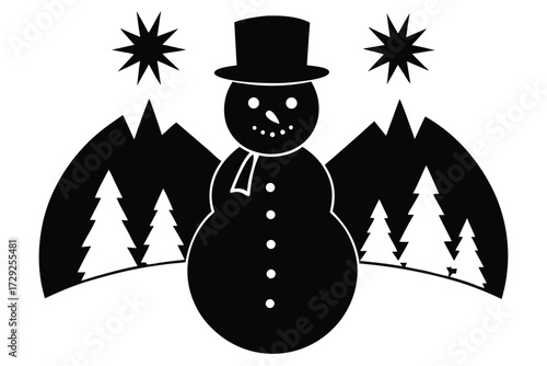 snowman vector con silhouette