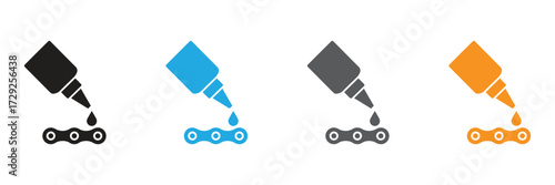 Illustrations showing bicycle chain lubrication. Essential for smooth rides and lasting performance. Ideal for cycling enthusiasts and maintenance guides.