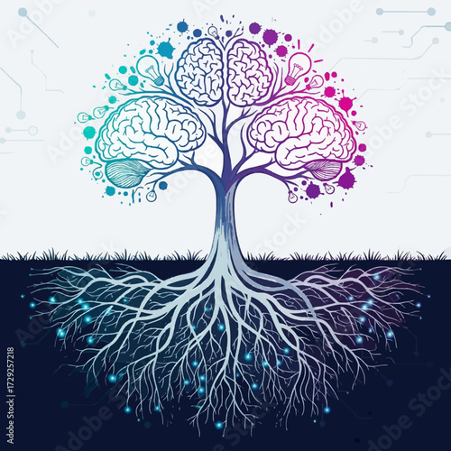 Metaphorical tree of life and mind, symbolizing the growth of ideas, innovation, and consciousness