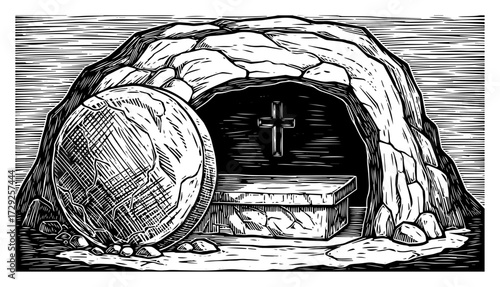 The Resurrection of Jesus Christ Empty Tomb Illustration