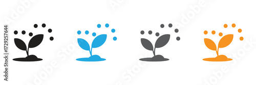 Inspiring seedling icons in black, blue, gray, and orange represent growth and new beginnings. Perfect for business, sustainability, and life cycle concepts.