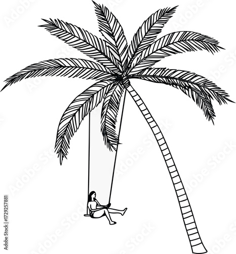 🌴 Tropical palm tree silhouettes illustrate a summer vacation island beach landscape