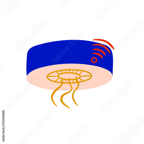 Smart home security system concept. Wi-fi controlled smoke detector. Modern technologies. 
