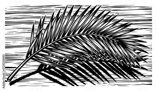 Palm Branch for Palm Sunday in a Retro Engraved Style