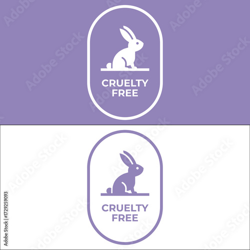 Cruelty free product label with rabbit on purple Vector