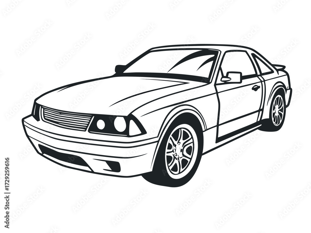 Fototapeta premium Black luxury sport car vector illustration, an isolated side view of a fast vehicle design