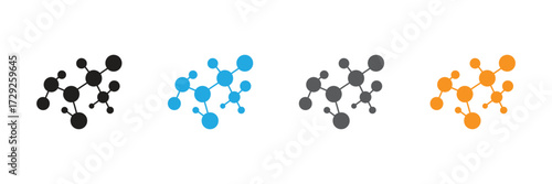 Explore the fundamental building blocks of life with vibrant molecular structures in multiple colors, perfect for scientific, medical, and innovation themes.