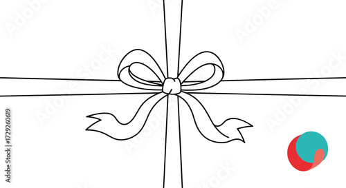 A simple line drawing of a bow tied with ribbon in a cross pattern.