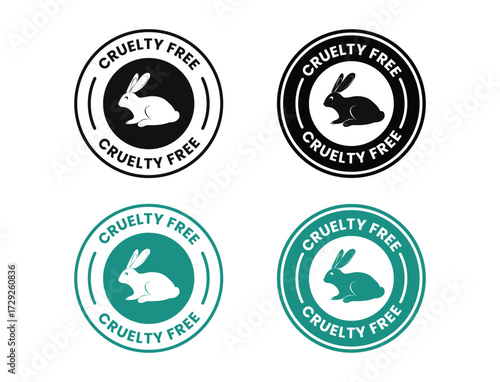 Cruelty Free label, logo, badge, icon, sticker, symbol, emblem, stamp, green, line, flat vector, isolated illustration. Cruelty free not tested on animals label for product packaging design	

