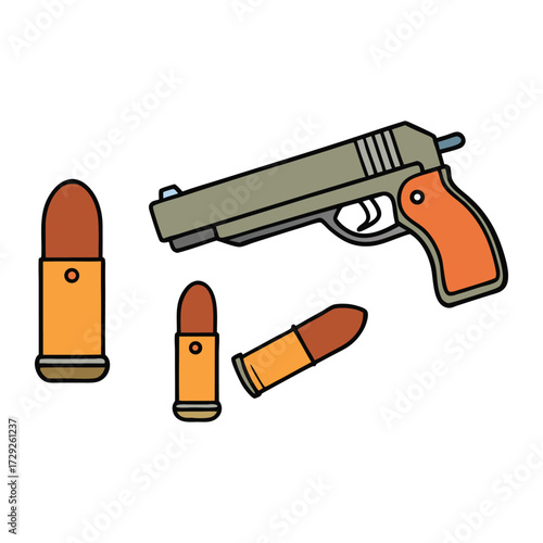 A bullet gun pistol is a compact firearm designed for precision and power, featuring a trigger, barrel, and magazine to fire bullets with speed and accuracy.
