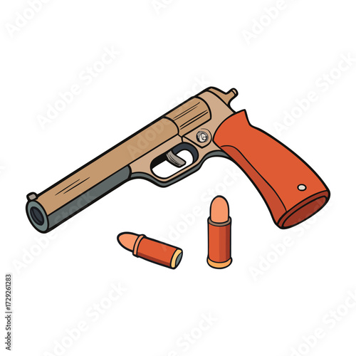 A bullet gun pistol is a compact firearm designed for precision and power, featuring a trigger, barrel, and magazine to fire bullets with speed and accuracy.
