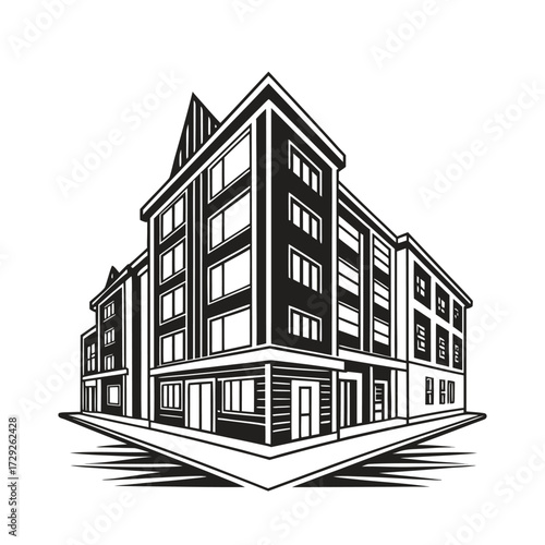Minimalist Architectural Design Abstract Geometric Building Illustration