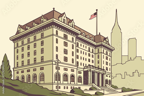 Fairmont San Francisco in San Francisco, California, grand hilltop Beaux-Arts palace overlooking city