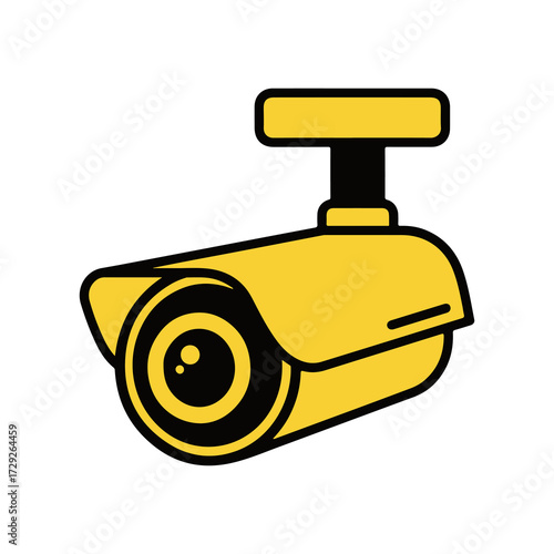 Yellow Security Camera Icon Surveillance and Monitoring System for Protection