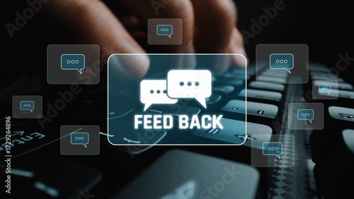 Foto Customer or business team feedback system highlighting comments, opinions, evalu