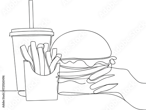 Hand holding a cola fast food with a beverage design vector illustration set