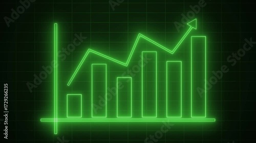 Wallpaper Mural Neon Glowing Animated Bar Chart for Business Intelligence and Report Visualization Torontodigital.ca
