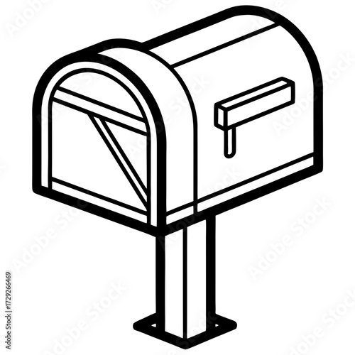 Mailbox Icon, a Line Art Vector Symbol for Email, Mail, and Messages