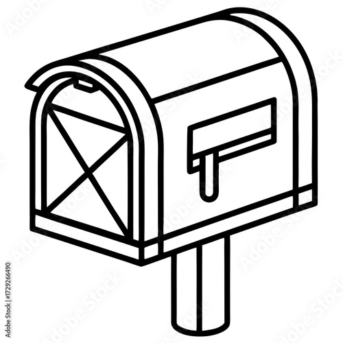 Mailbox Icon, a Line Art Vector Symbol for Email, Mail, and Messages