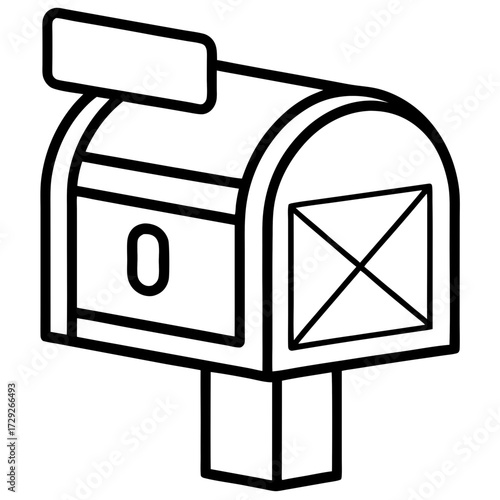 Mailbox Icon, a Line Art Vector Symbol for Email, Mail, and Messages