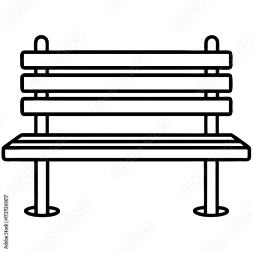 Park Bench Icon, a Simple Line Art Vector for Public and Outdoor Seating