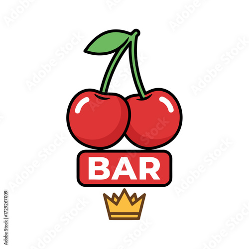 Cherry BAR icon in flat retro style
