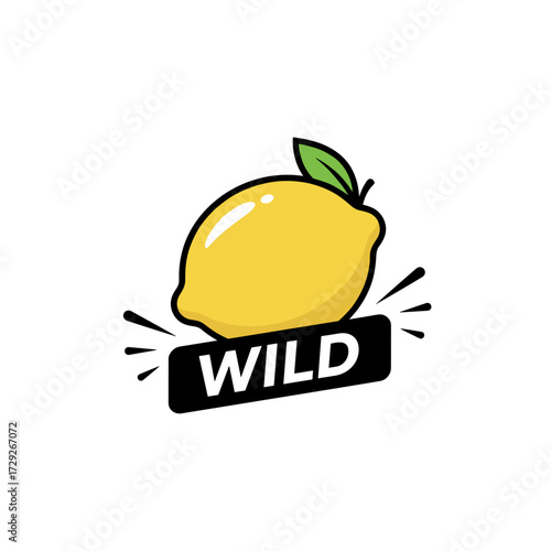 Wild lemon logo in flat style,casino slots emblem
