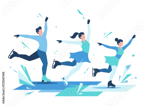 Figure Skaters in Flat Style