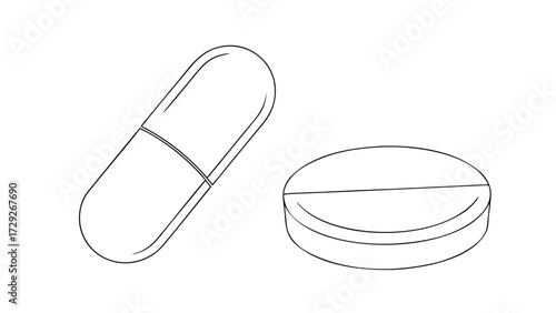  medicine capsules on white background vector illustration
