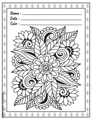 Mandala Coloring Page & Book for Adults and Kid. High resolution (300 DPI), Ready to print on standard 8.5x11-(A4) inch paper With (No Bleed), Black and White. Vector illustration