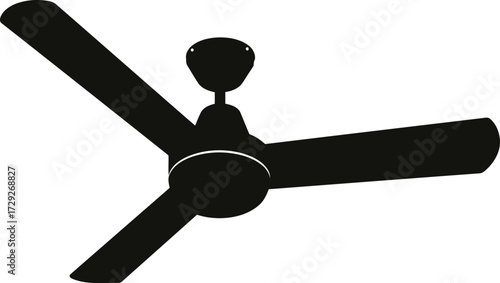 Sleek modern black ceiling fan for home comfort and airflow vector