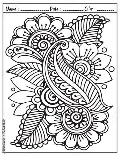 Mandala Coloring Page & Book for Adults and Kid. High resolution (300 DPI), Ready to print on standard 8.5x11-(A4) inch paper With (No Bleed), Black and White. Vector illustration