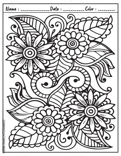 Mandala Coloring Page & Book for Adults and Kid. High resolution (300 DPI), Ready to print on standard 8.5x11-(A4) inch paper With (No Bleed), Black and White. Vector illustration