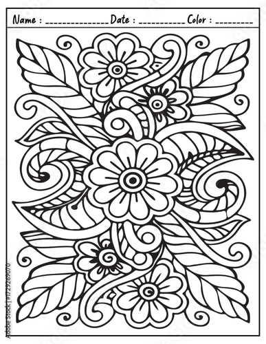 Mandala Coloring Page & Book for Adults and Kid. High resolution (300 DPI), Ready to print on standard 8.5x11-(A4) inch paper With (No Bleed), Black and White. Vector illustration